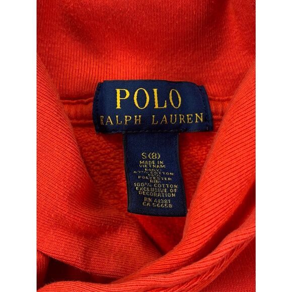 Polo Ralph Lauren Boy Shawl Collar Orange Pullover Pony Embroidered Size Small 8 - Picture 2 of 7